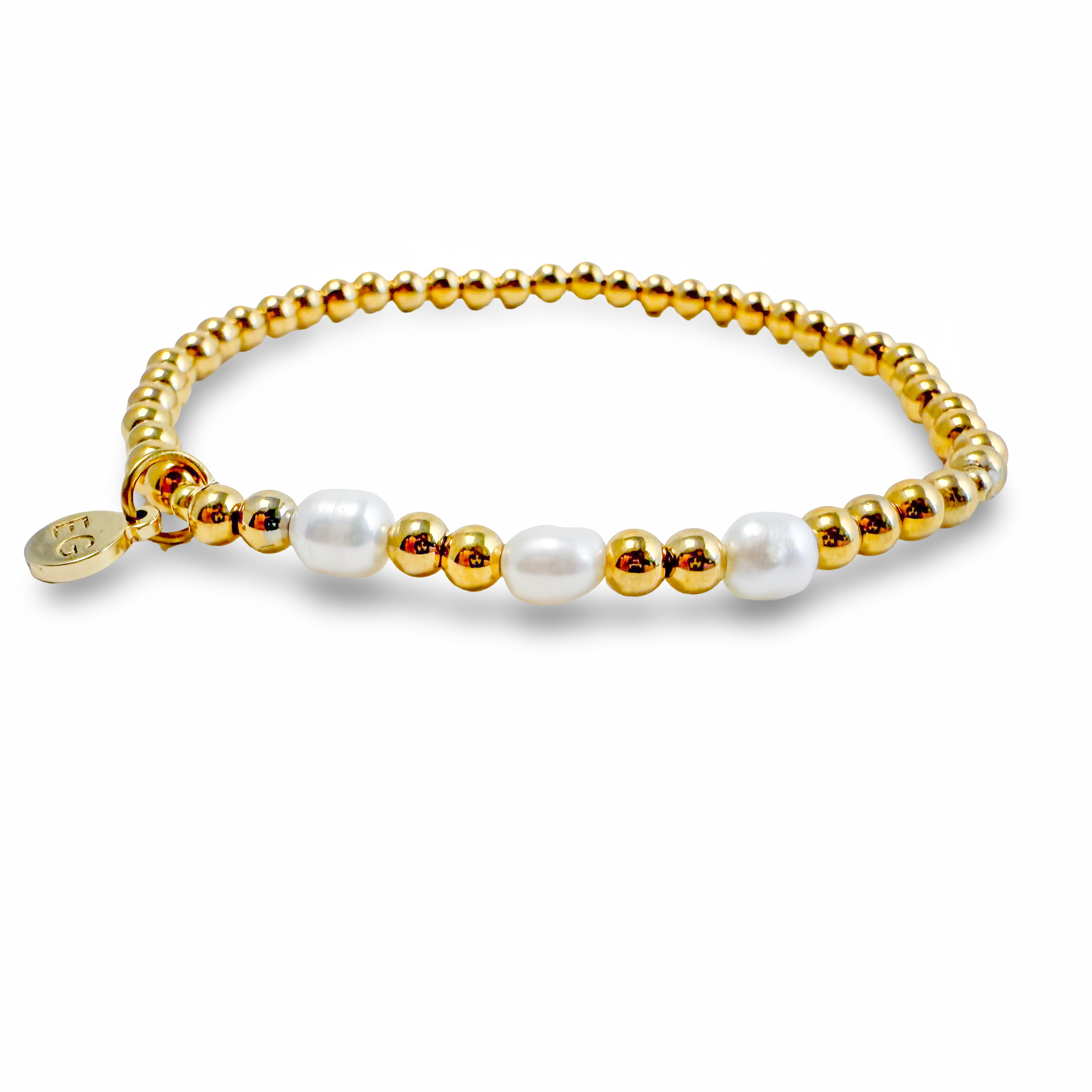 Morse Code Bracelet - Faith - Pearl & Gold Plated