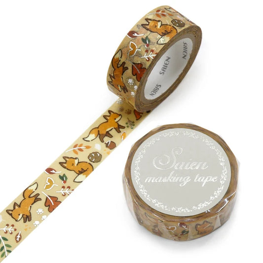 Fox and Fallen Leaves Washi Tape