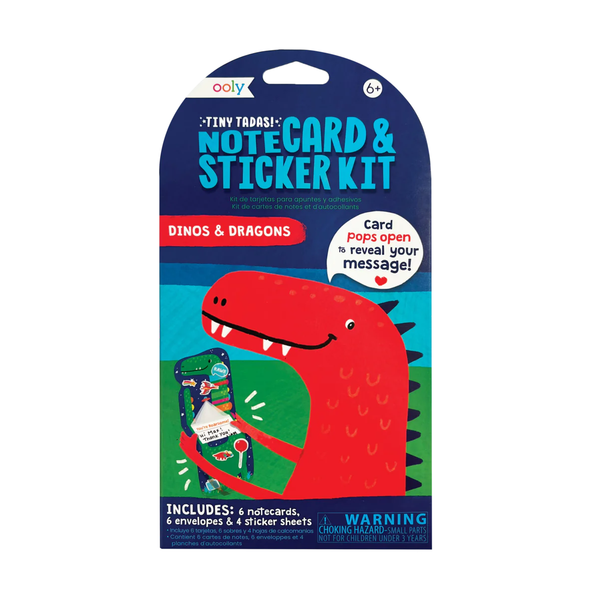 Tiny Tadas! Note Cards and Sticker Set - Dinos & Dragons