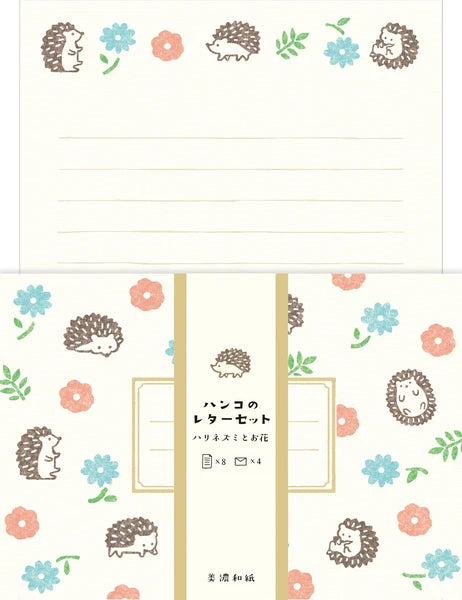 Hedgehogs and Flowers Letter Set