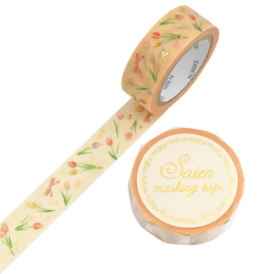 Tulips with Gold Foil Washi Tape