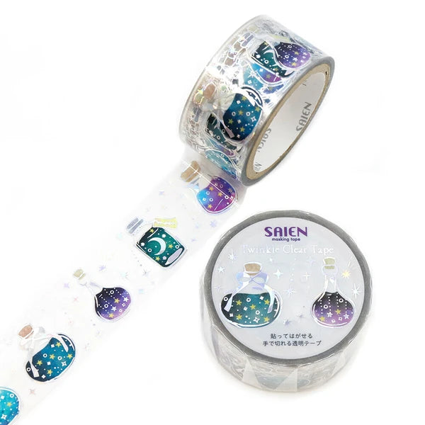 Starry Sky Bottle with Silver Foil Washi Tape