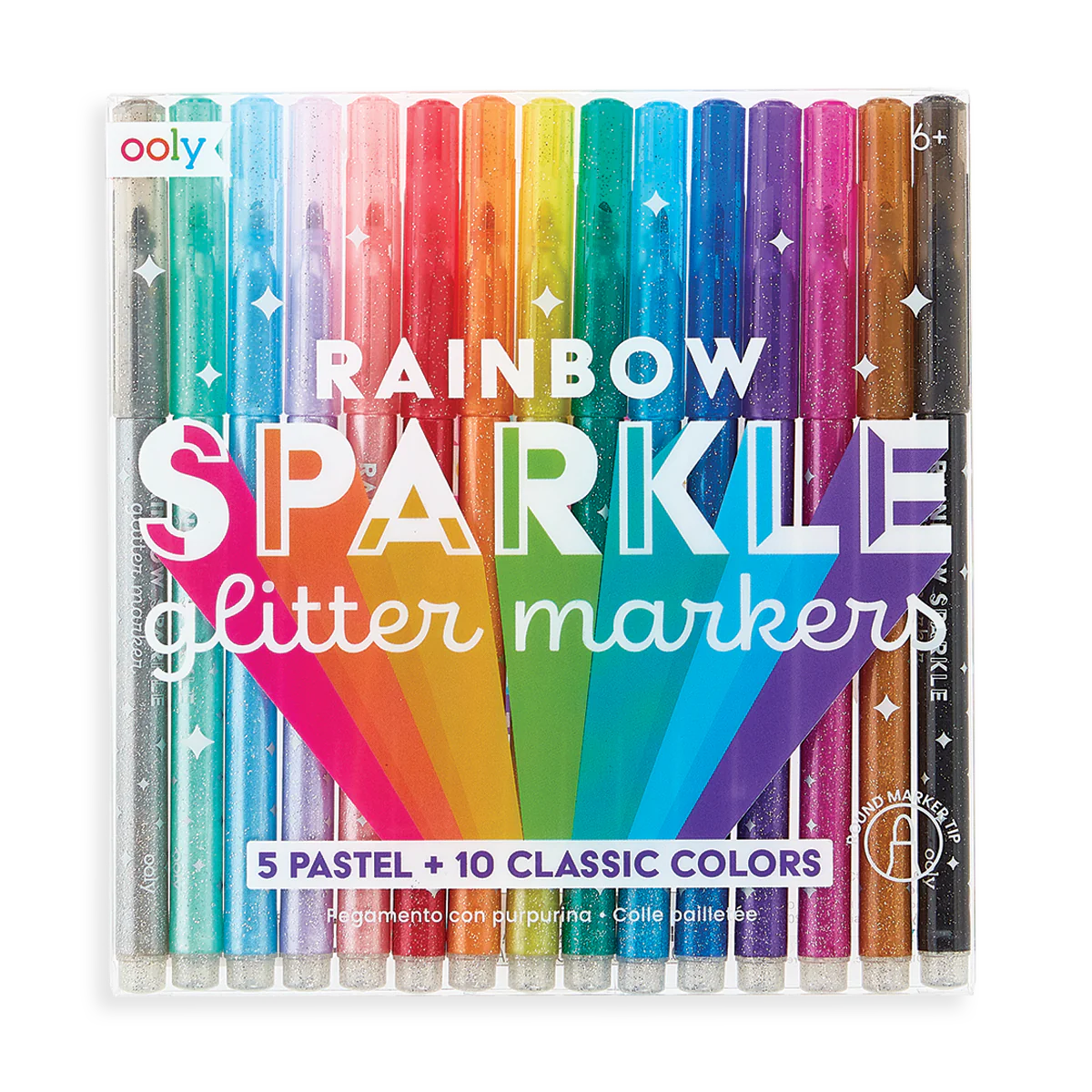Rainbow Sparkle Glitter Markers - Set of 15