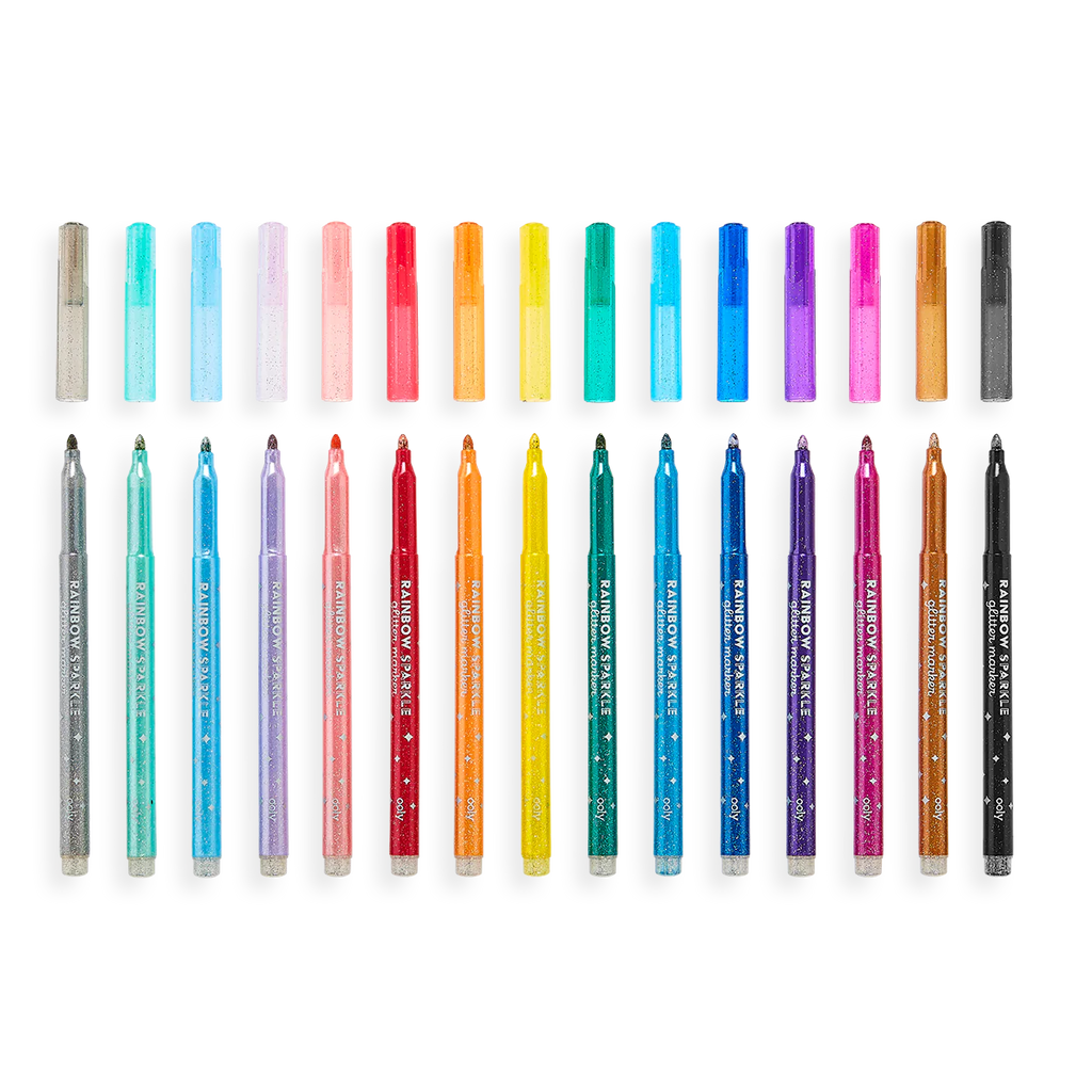 Rainbow Sparkle Glitter Markers - Set of 15