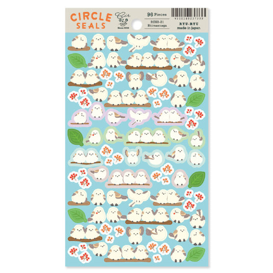 Shimaenaga (Snow Fairy Bird) Circle Stickers