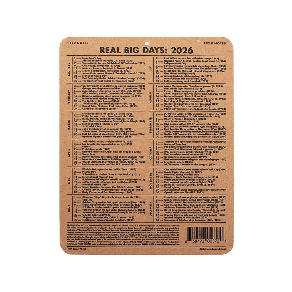 2026 15-Month Work Station Calendar