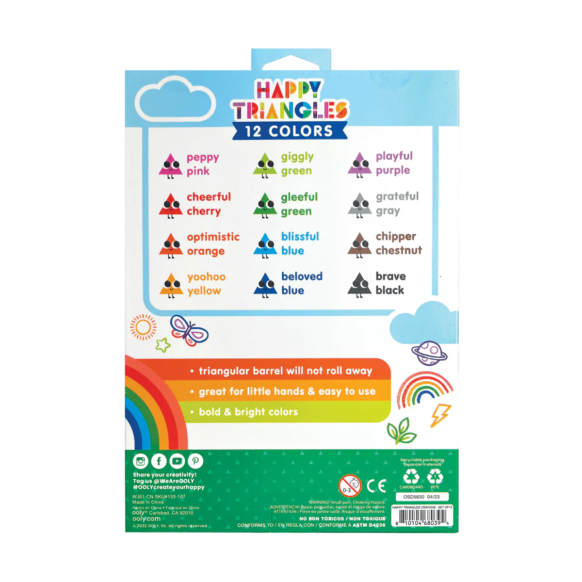 Happy Triangles Jumbo Crayons - Set of 12