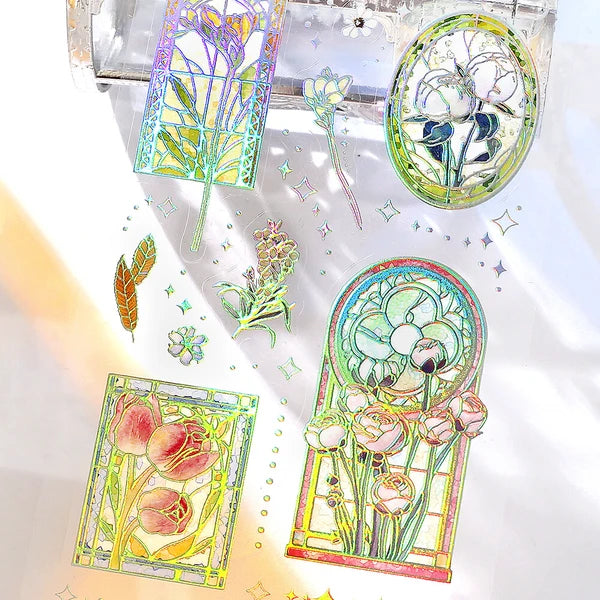 IRIDE Clear Planner Stickers- Stained Glass