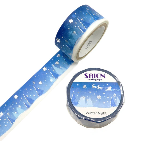 Winter Night with Silver Foil Washi Tape