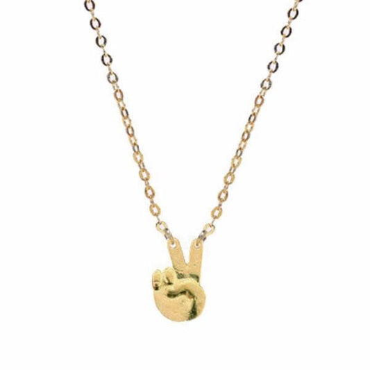 Victory Hand Necklace- 14k Gold Dipped