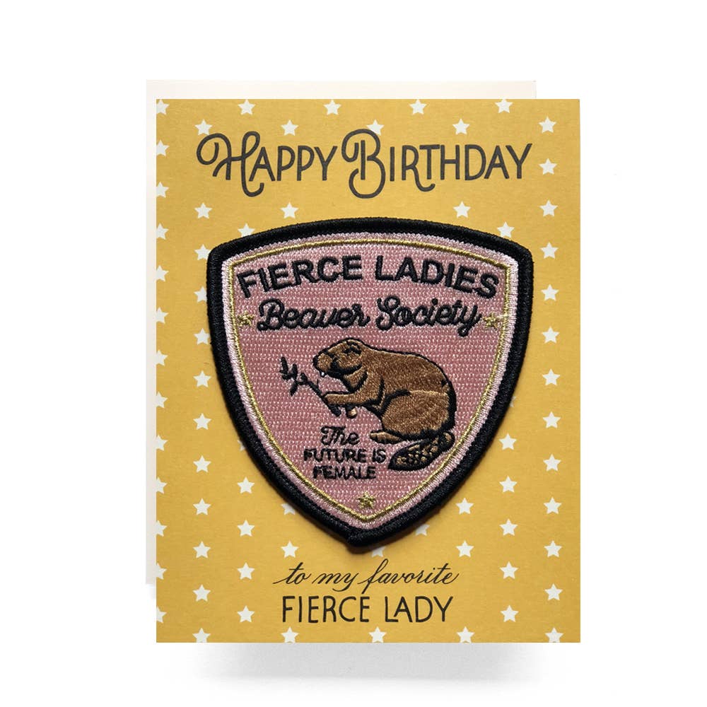 Fierce Lady Birthday Card with Patch