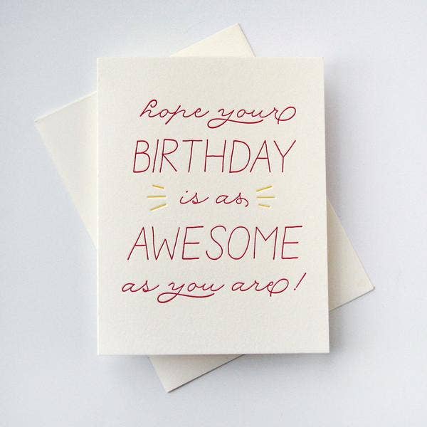 Birthday Awesome - Letterpress Birthday Greeting Card
