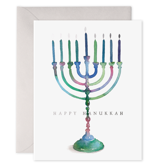 Colorful Menorah- Hanukkah Card