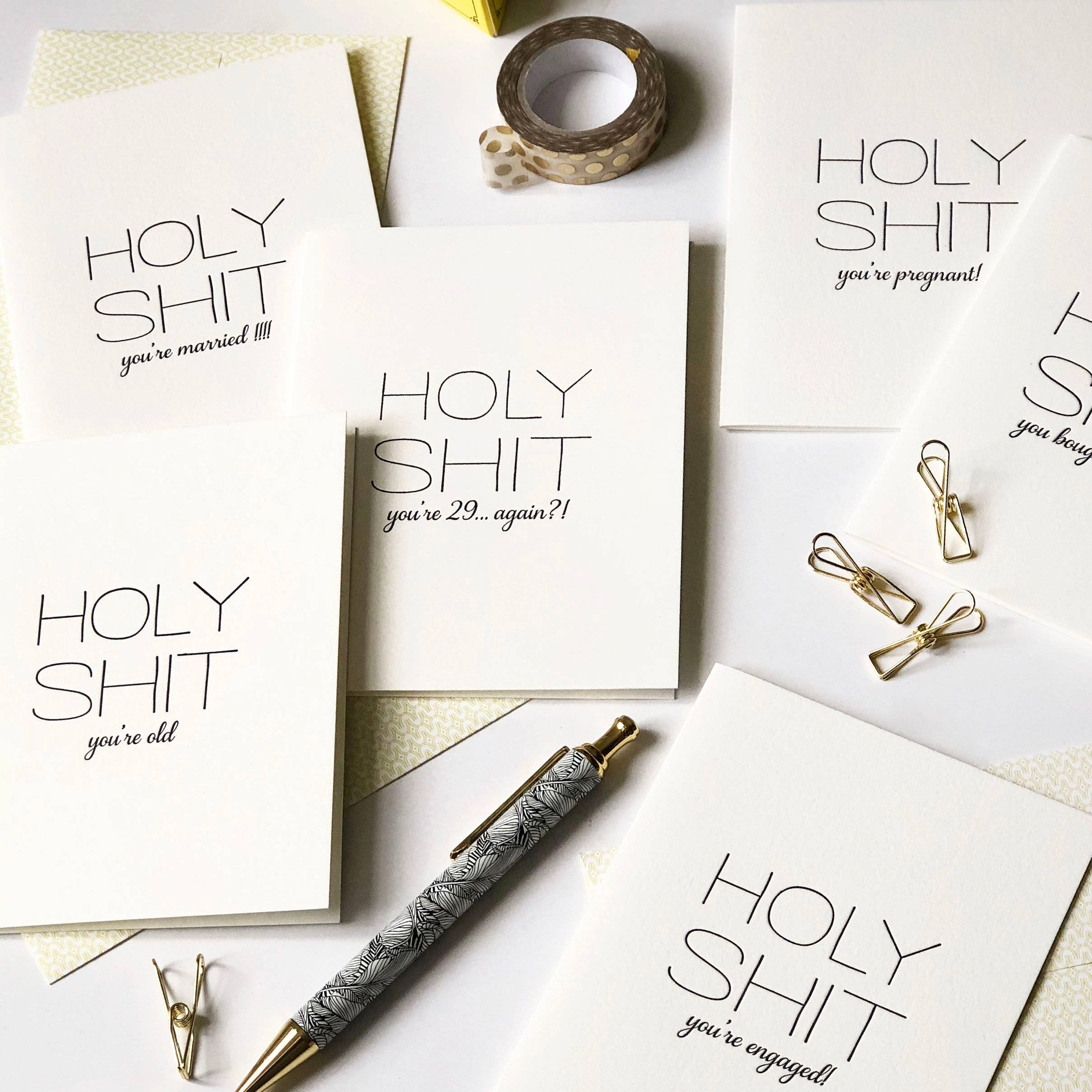 Holy Shit Old - Letterpress Birthday Greeting Card
