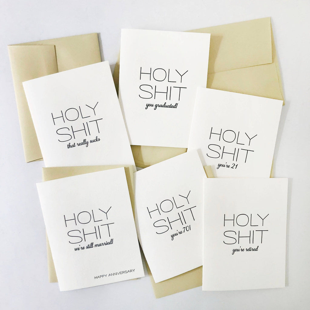 Holy Shit Old - Letterpress Birthday Greeting Card