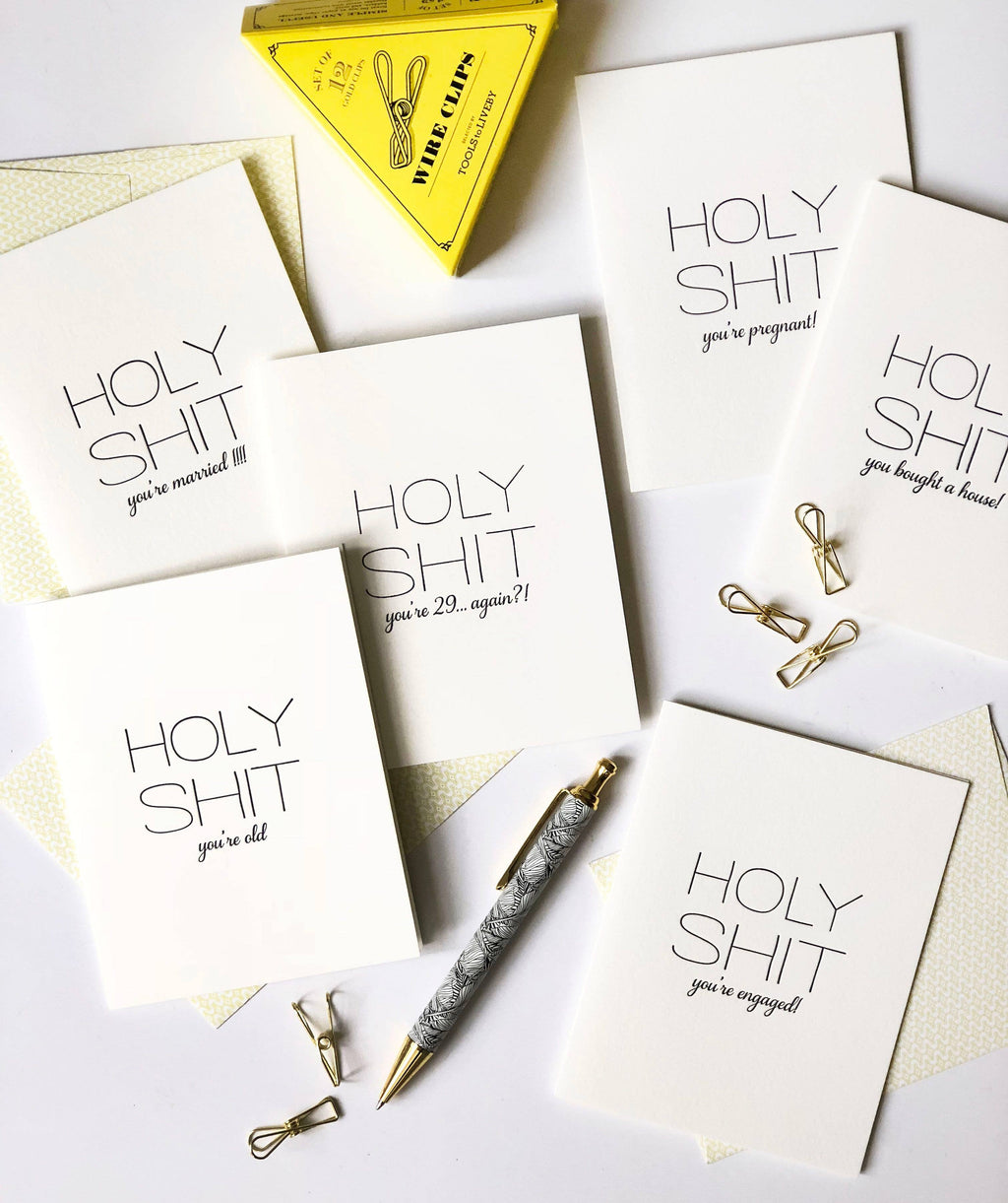 Holy Shit Old - Letterpress Birthday Greeting Card