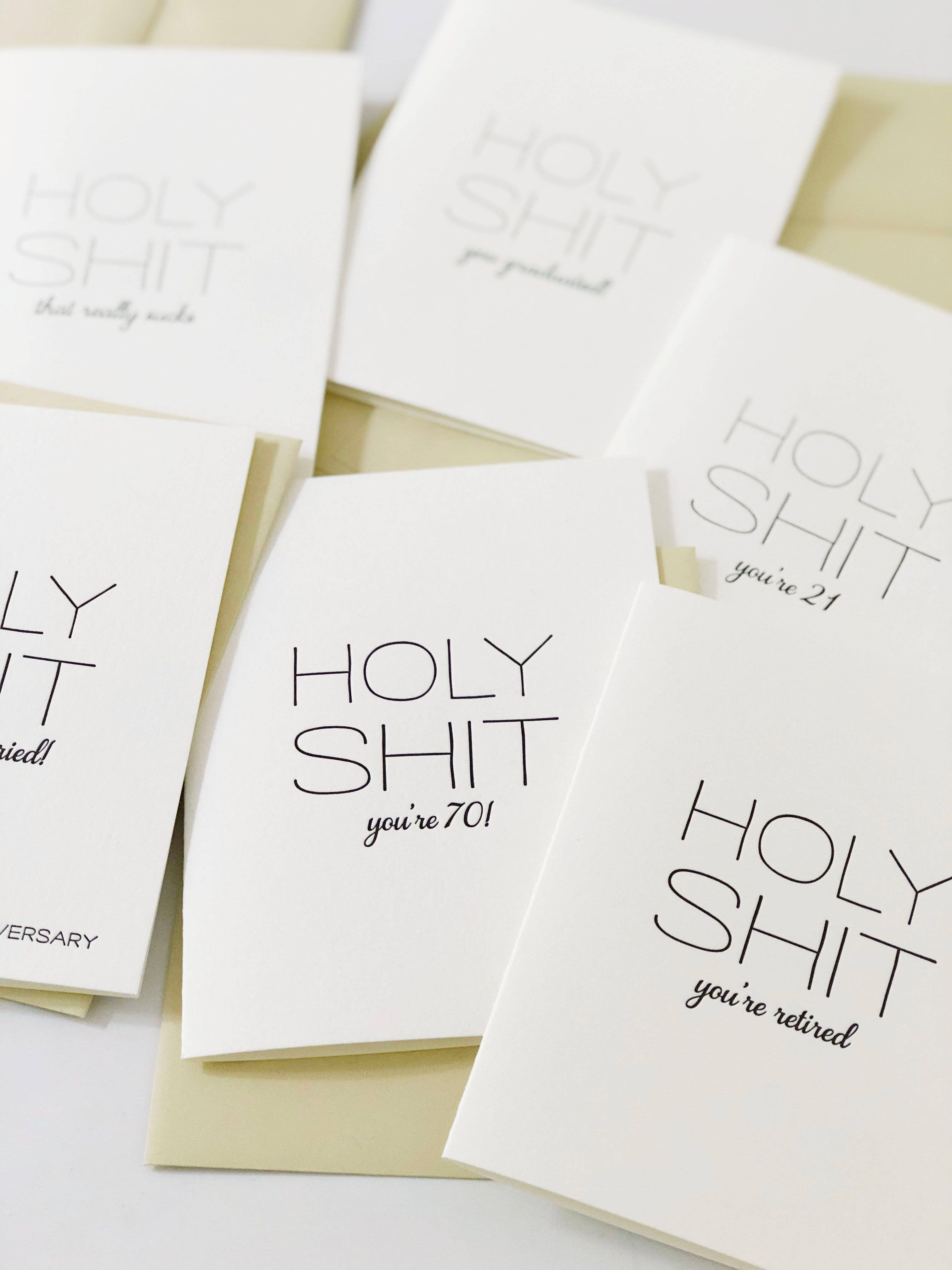 Holy Shit Old - Letterpress Birthday Greeting Card