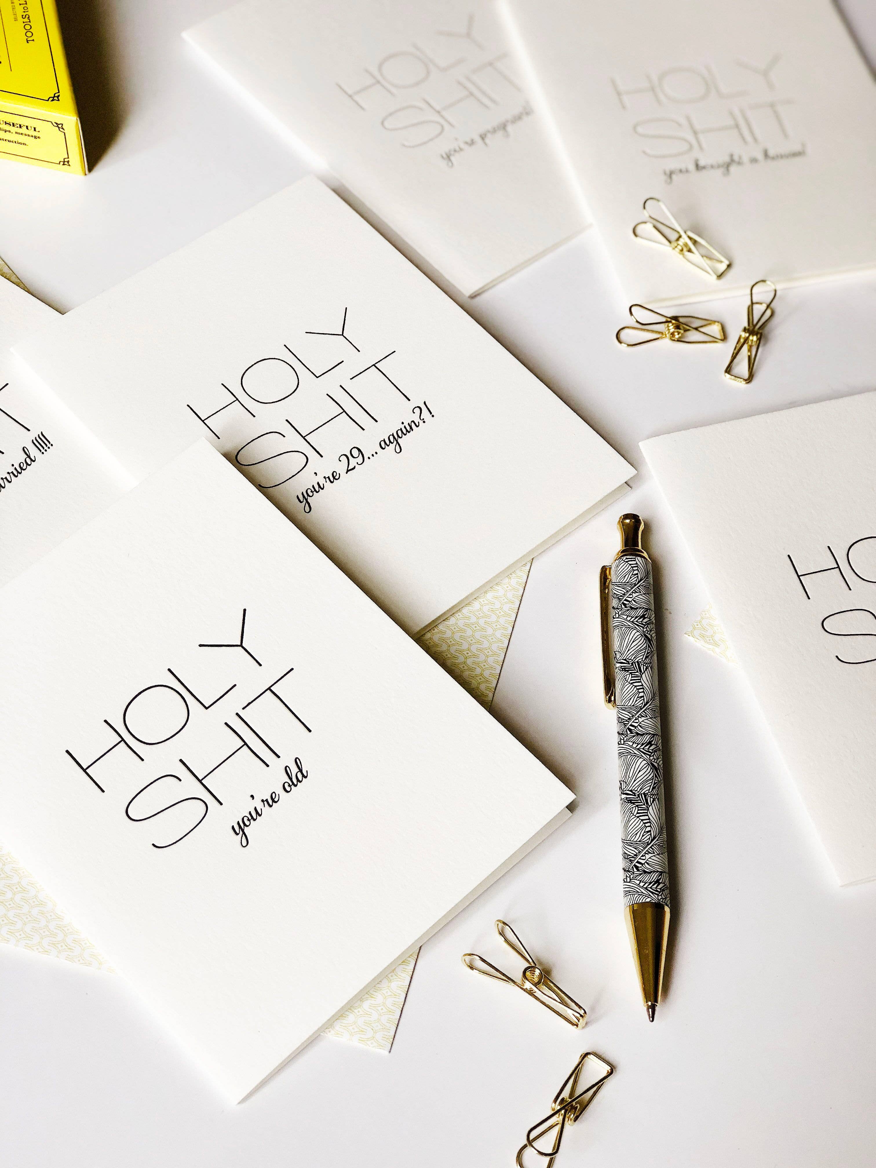 Holy Shit Old - Letterpress Birthday Greeting Card