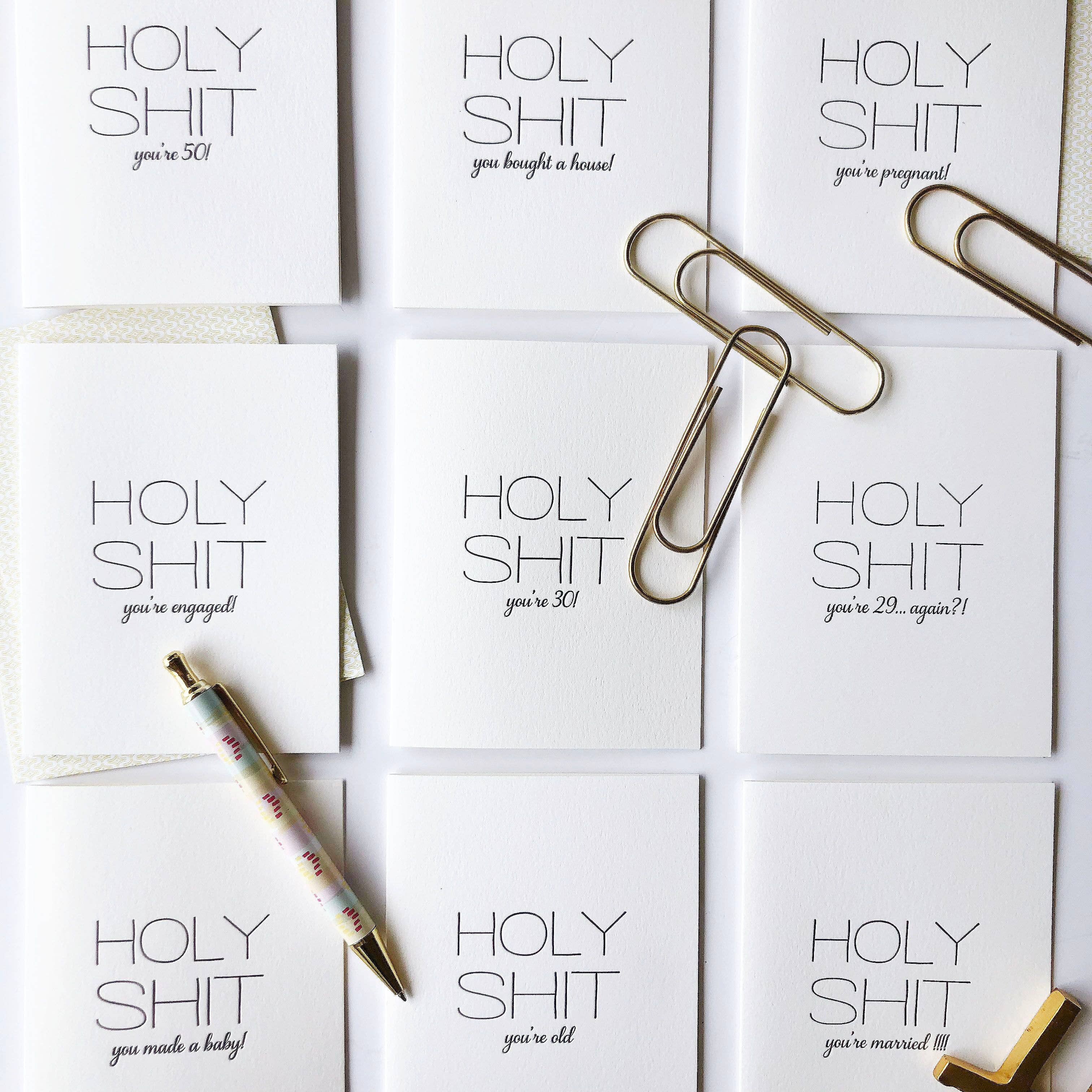 Holy Shit Old - Letterpress Birthday Greeting Card