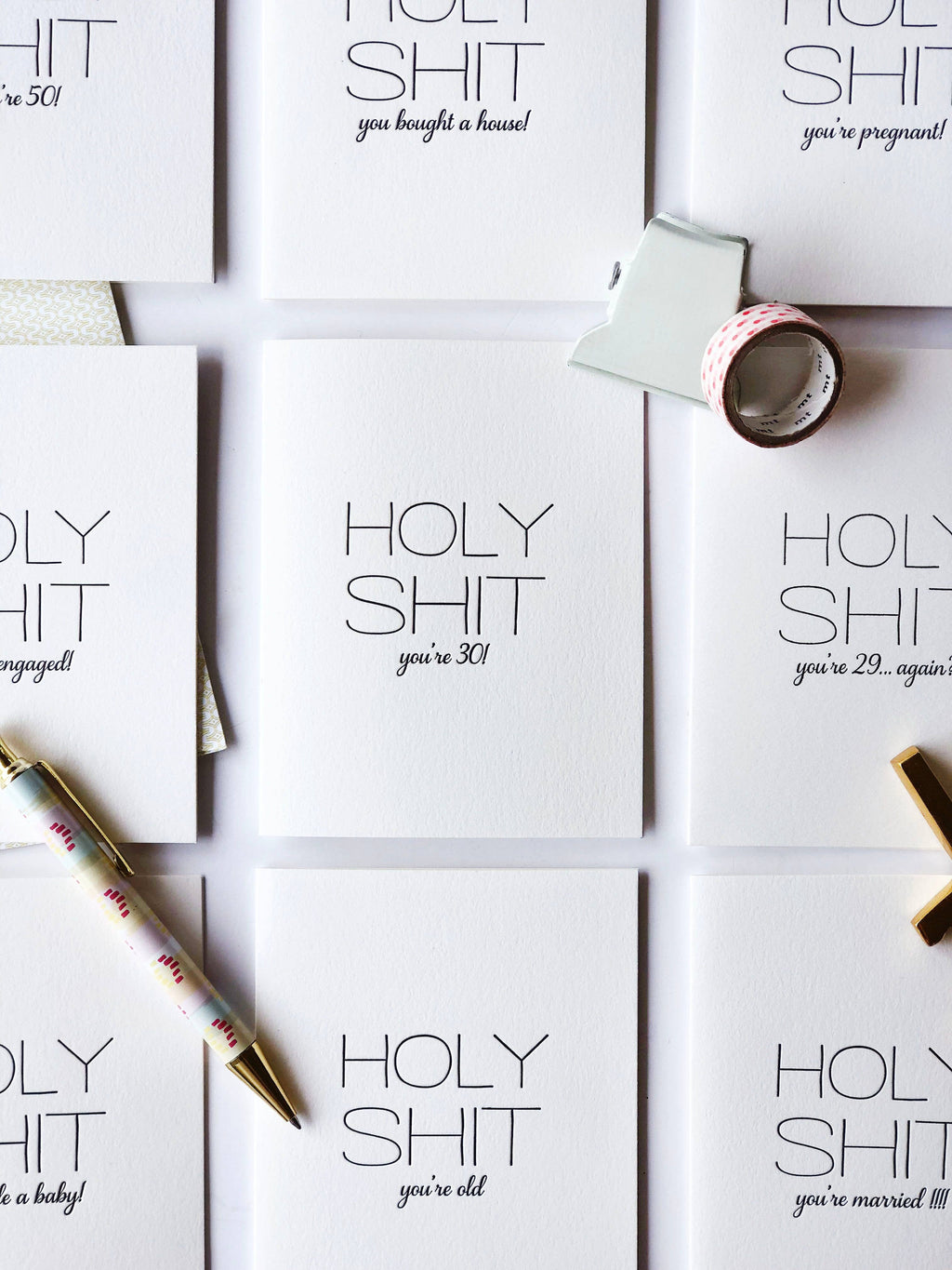 Holy Shit Old - Letterpress Birthday Greeting Card