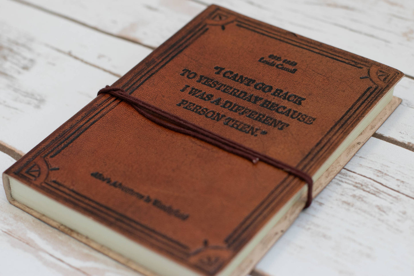 Alice In Wonderland Quote Leather Journal
