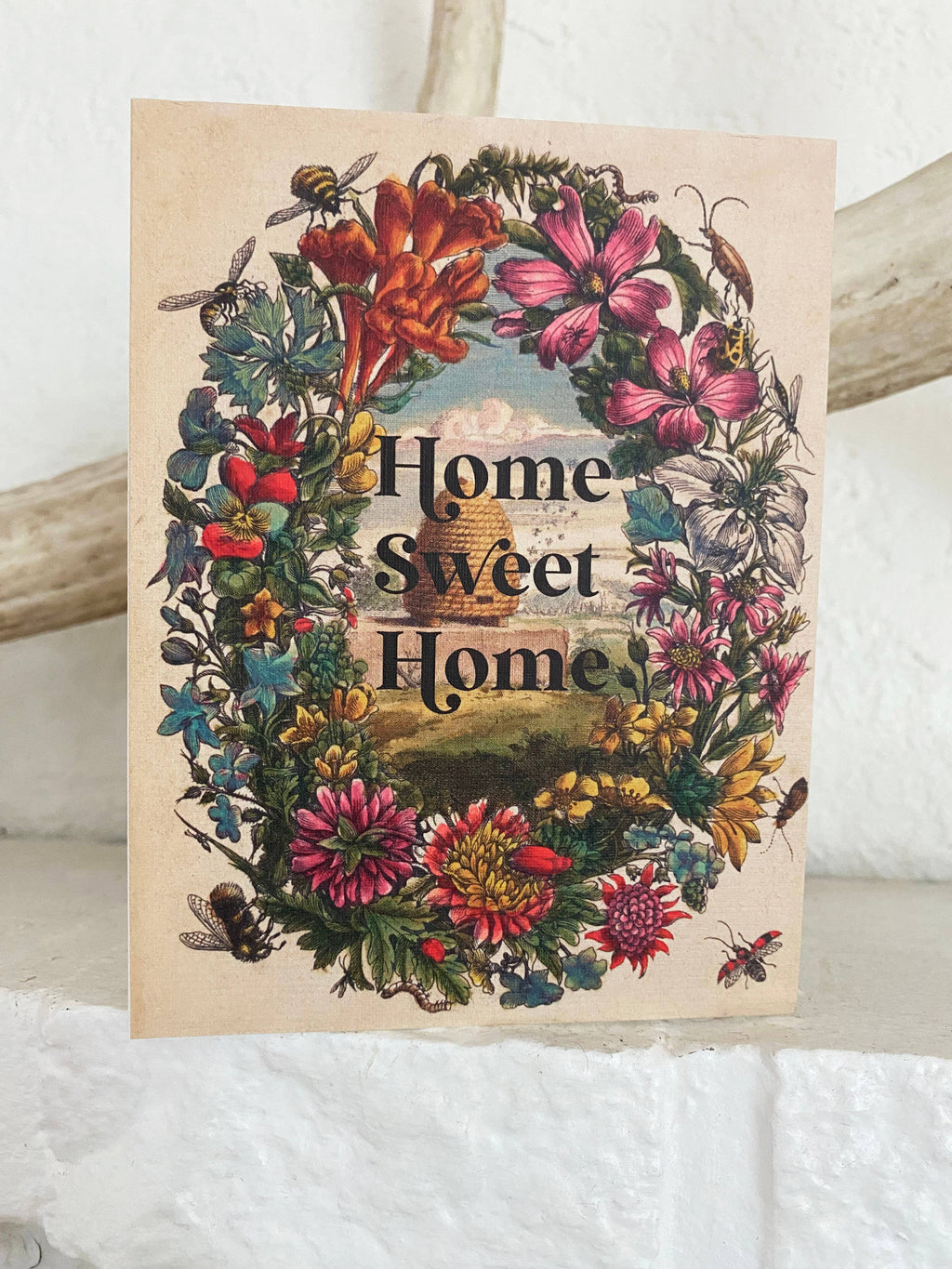 Home Sweet Home Beehive & Flowers Card