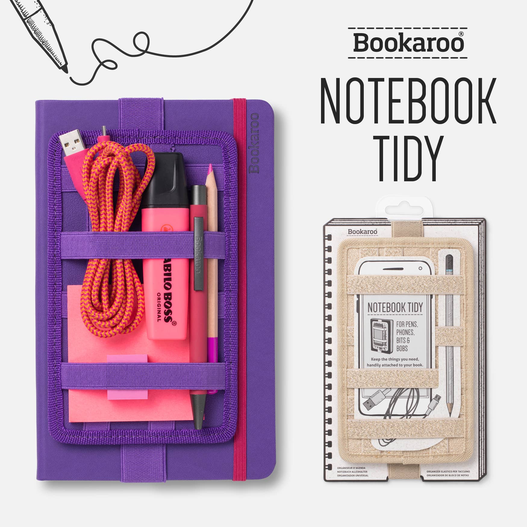 Bookaroo Notebook Tidy- Charcoal
