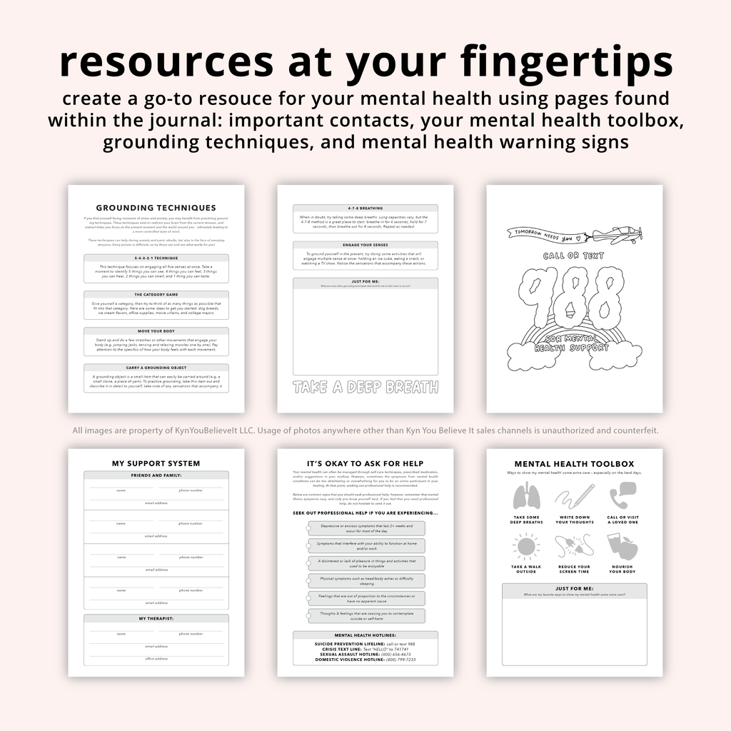 Water Yourself Mental Health Journal | Undated