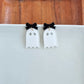 Bow Ghost Earrings- White Glitter