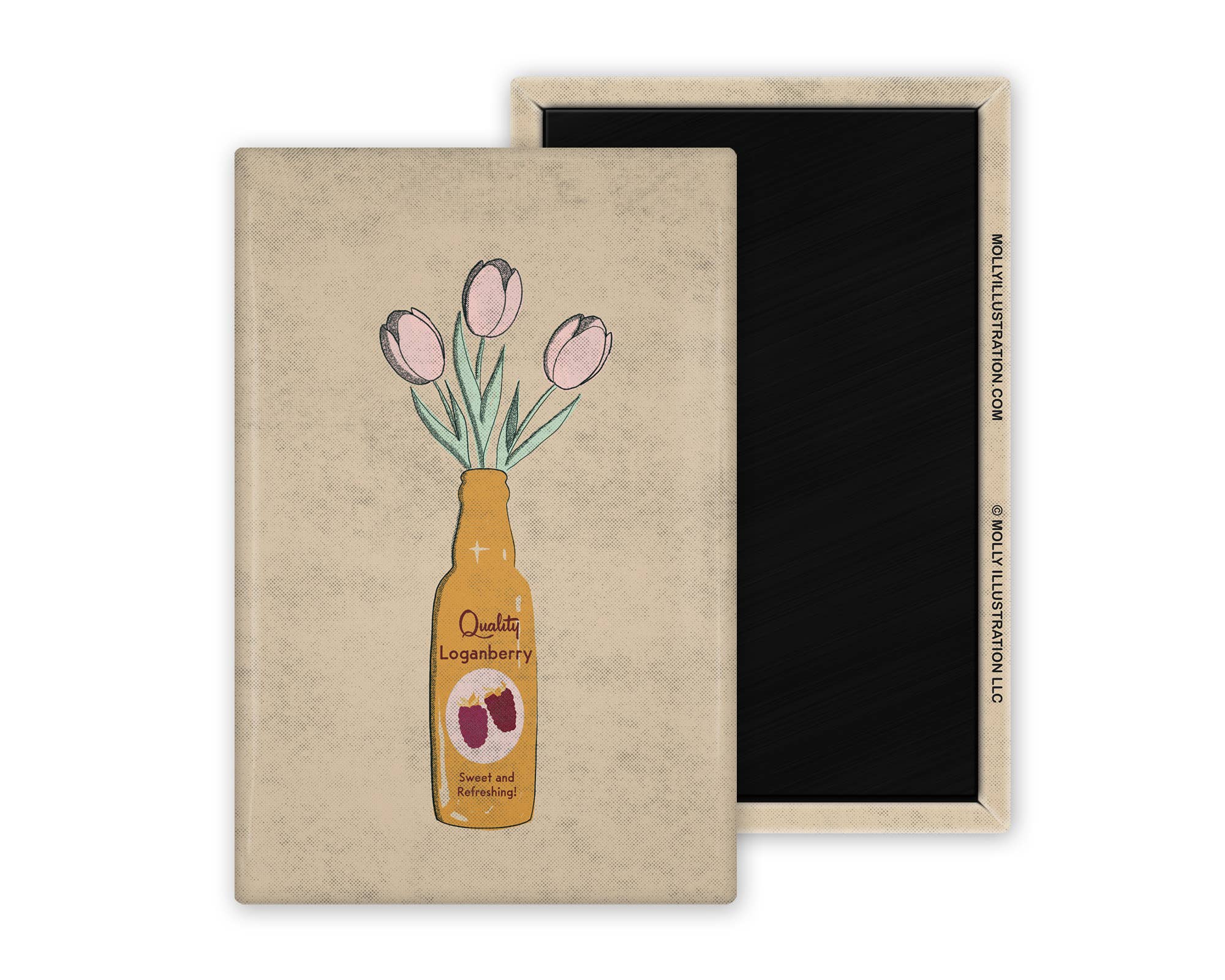 Loganberry Vase with Flowers Illustrated Magnet