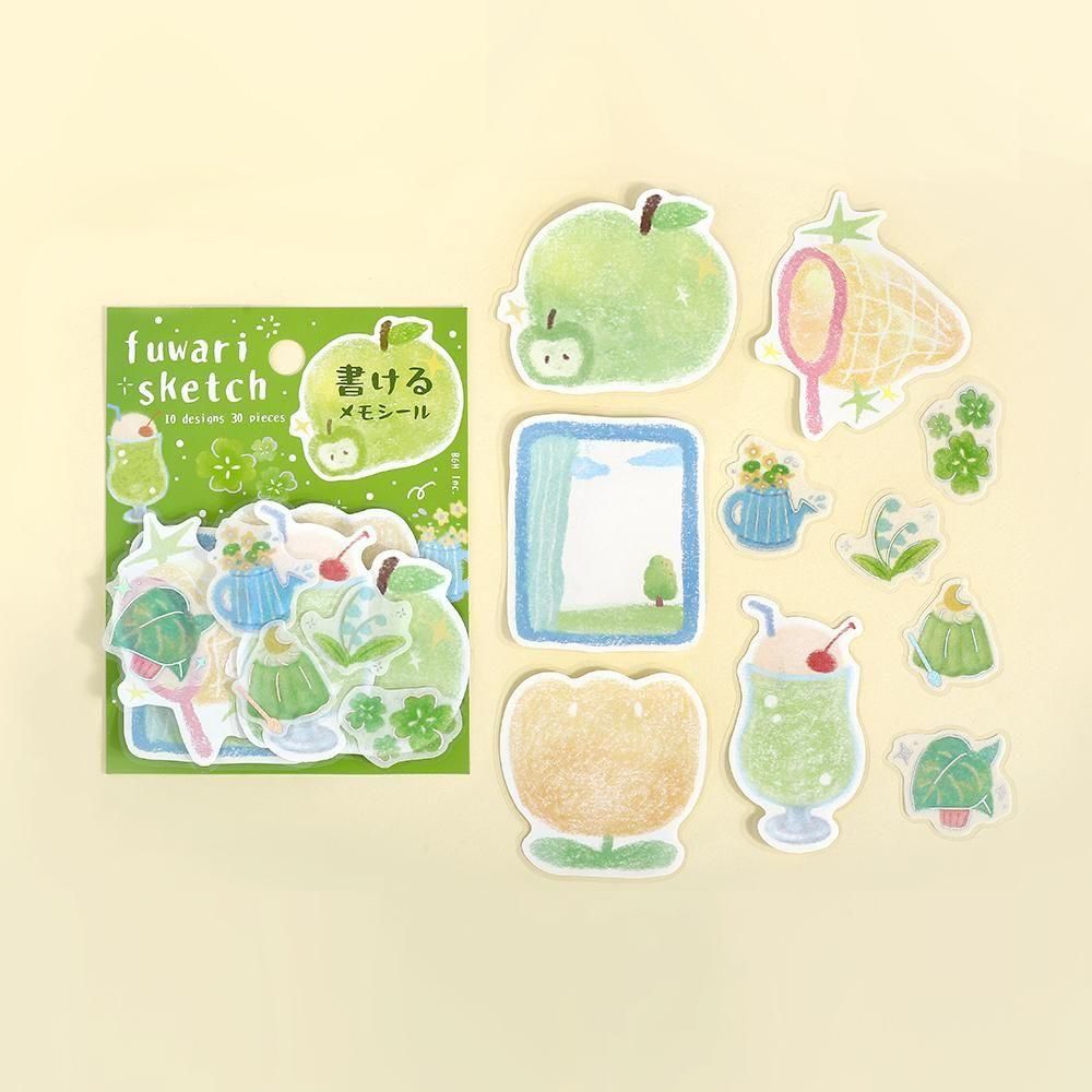 Fuwari Sketch - Green Flake Planner Memo Stickers