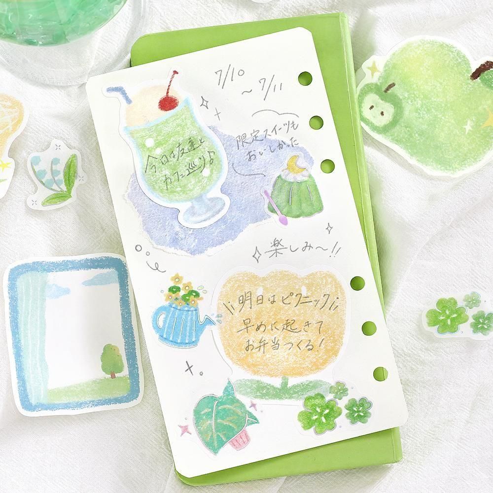 Fuwari Sketch - Green Flake Planner Memo Stickers