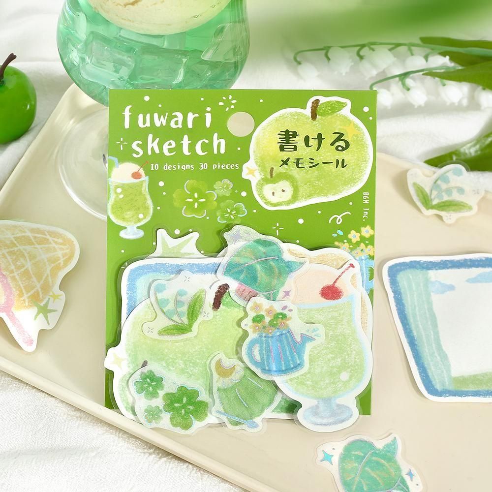 Fuwari Sketch - Green Flake Planner Memo Stickers