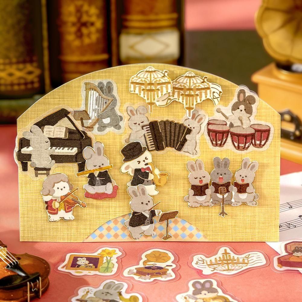 Rabbit Orchestra - Pretend Play Animals Flake Stickers