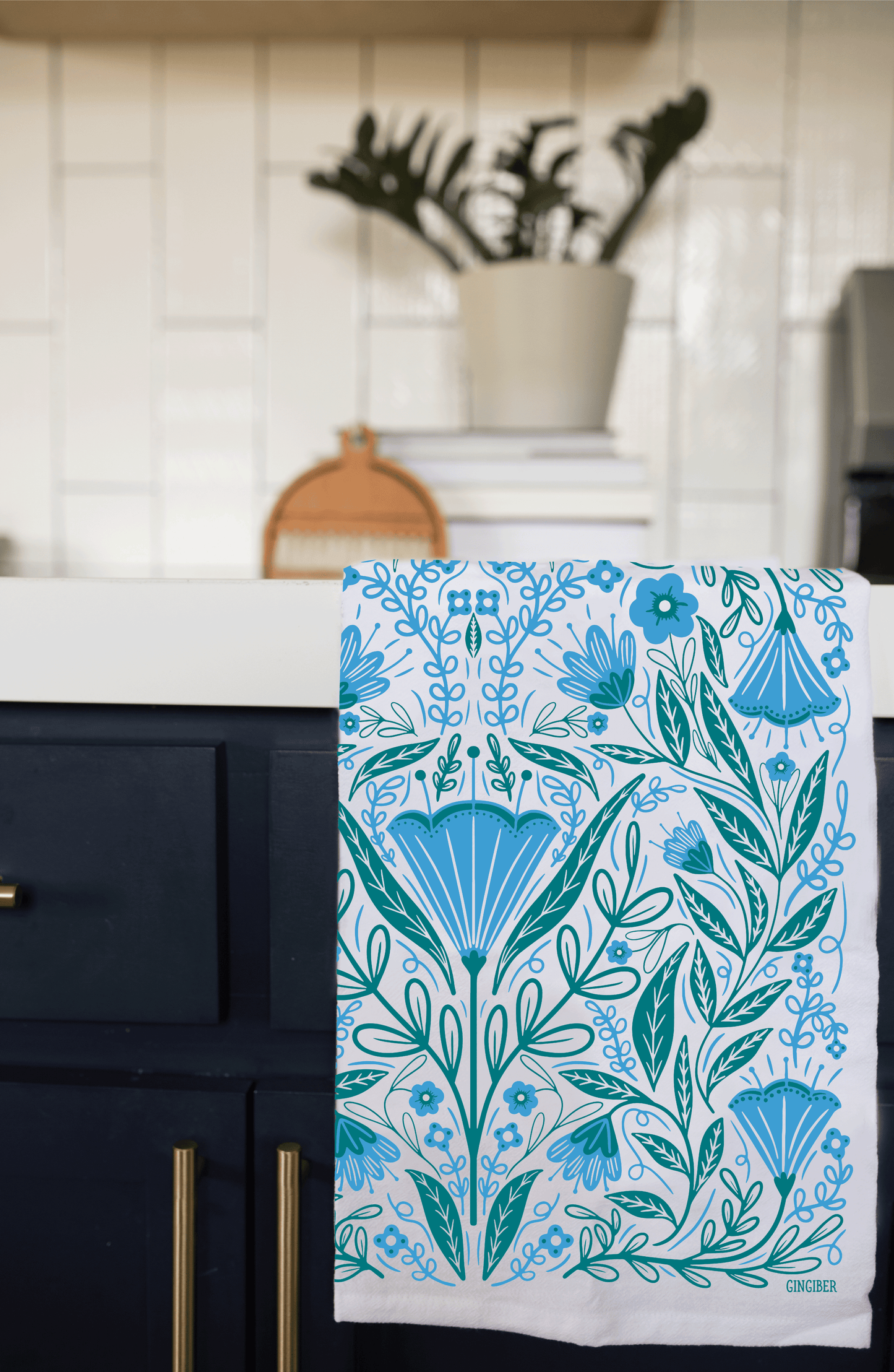 Blue Blossoms Tea Towel