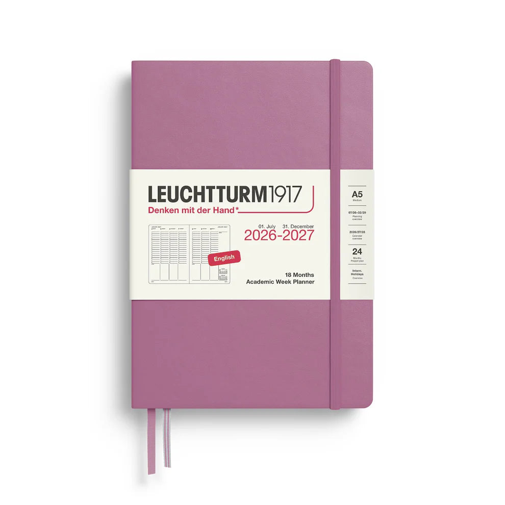 Leuchtturm1917 A5 Medium Academic Planner 2027 - Dusty Rose