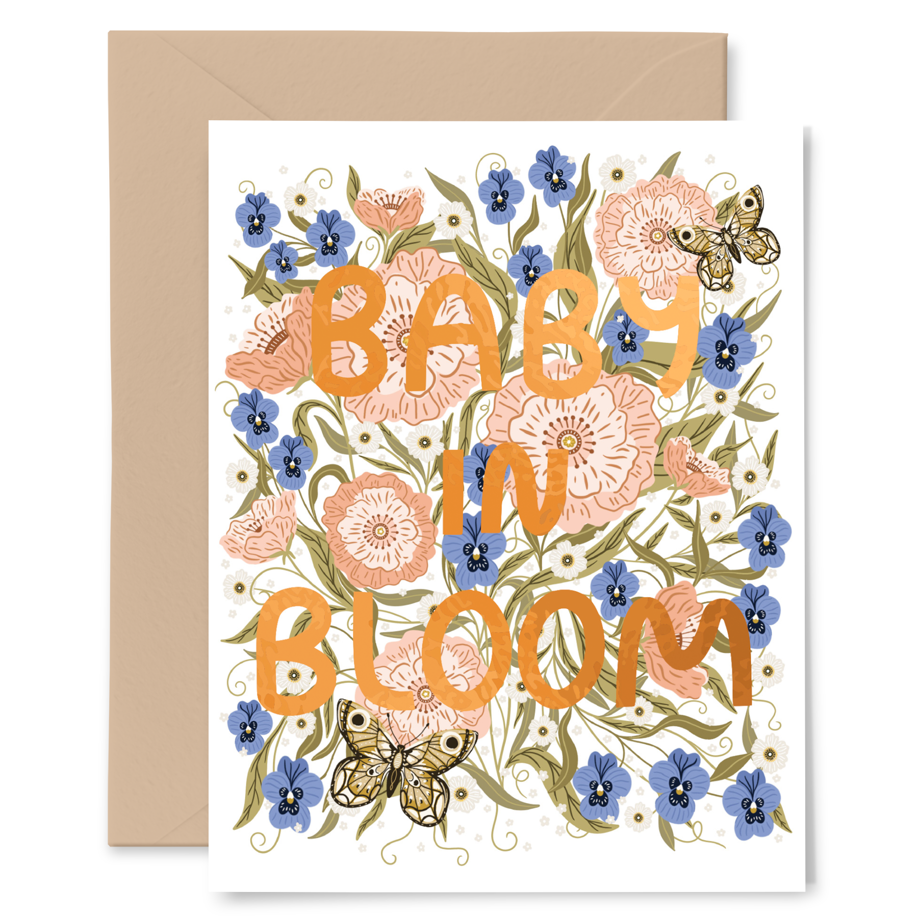 Baby in Bloom Congratulations with Copper Foil