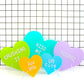 Cool-tone set of acrylic hearts