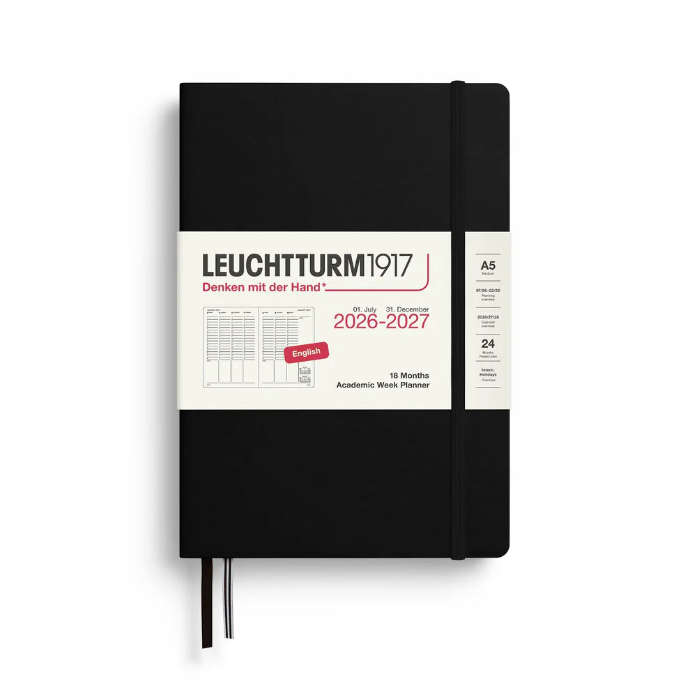 Leuchtturm1917 A5 Medium Academic Planner 2027 - Black