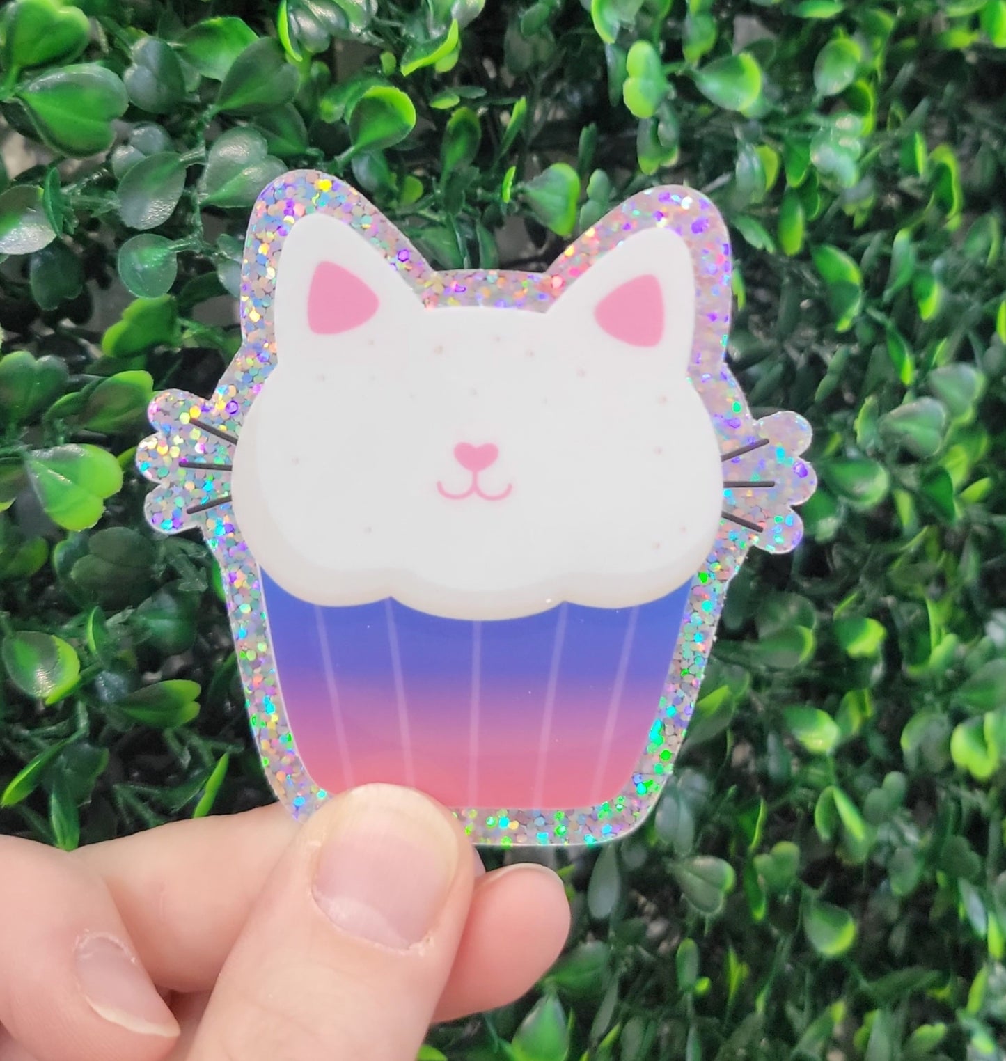 Cupcake Kitty Holographic Sticker