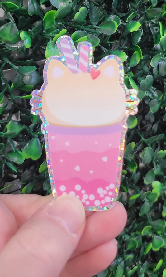 Milkshake Kitty Holographic Sticker