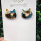 Marbled Cat Stud Earrings