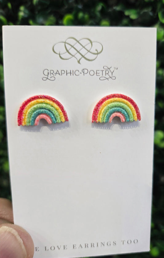 Glitter Rainbow Stud Earrings