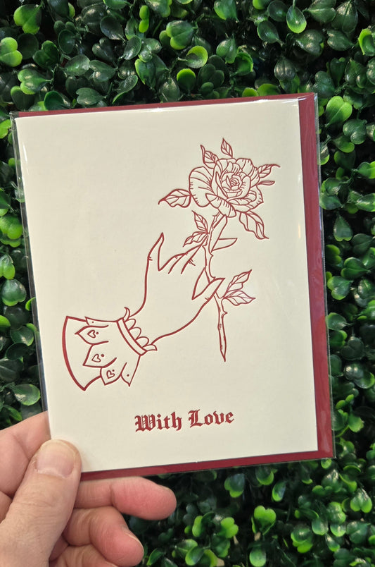 With Love Rose Letterpress Card