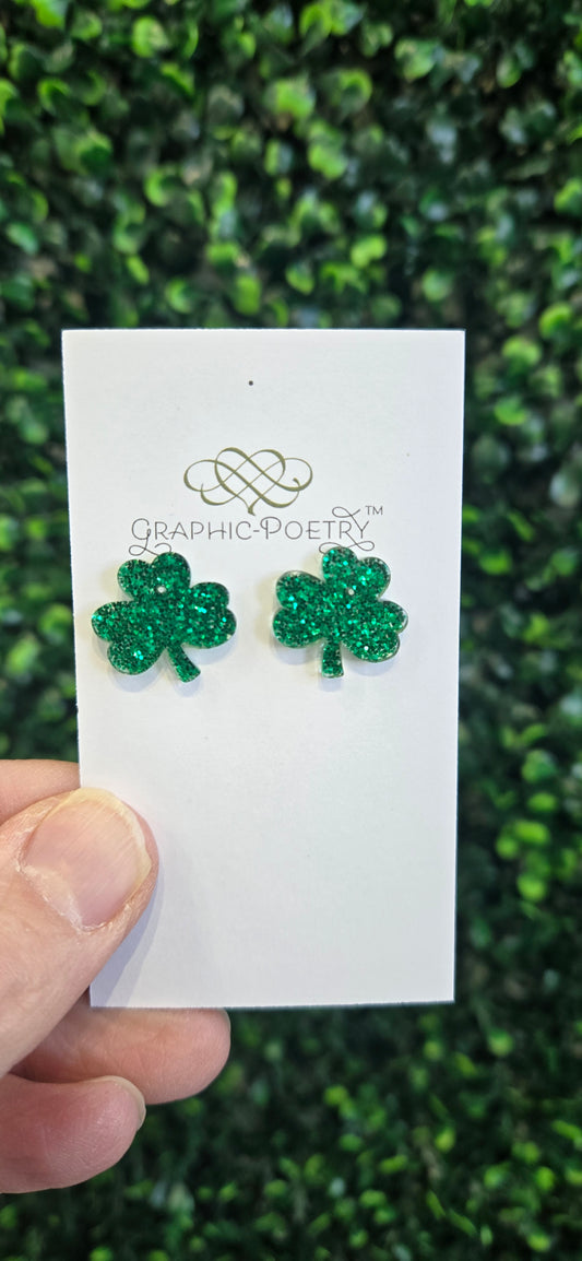 Glitter Shamrock Studs