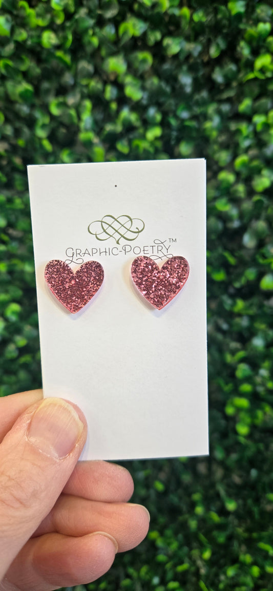 Glitter Heart Studs