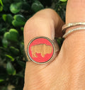Small Cameo Ring Buffalo- Red