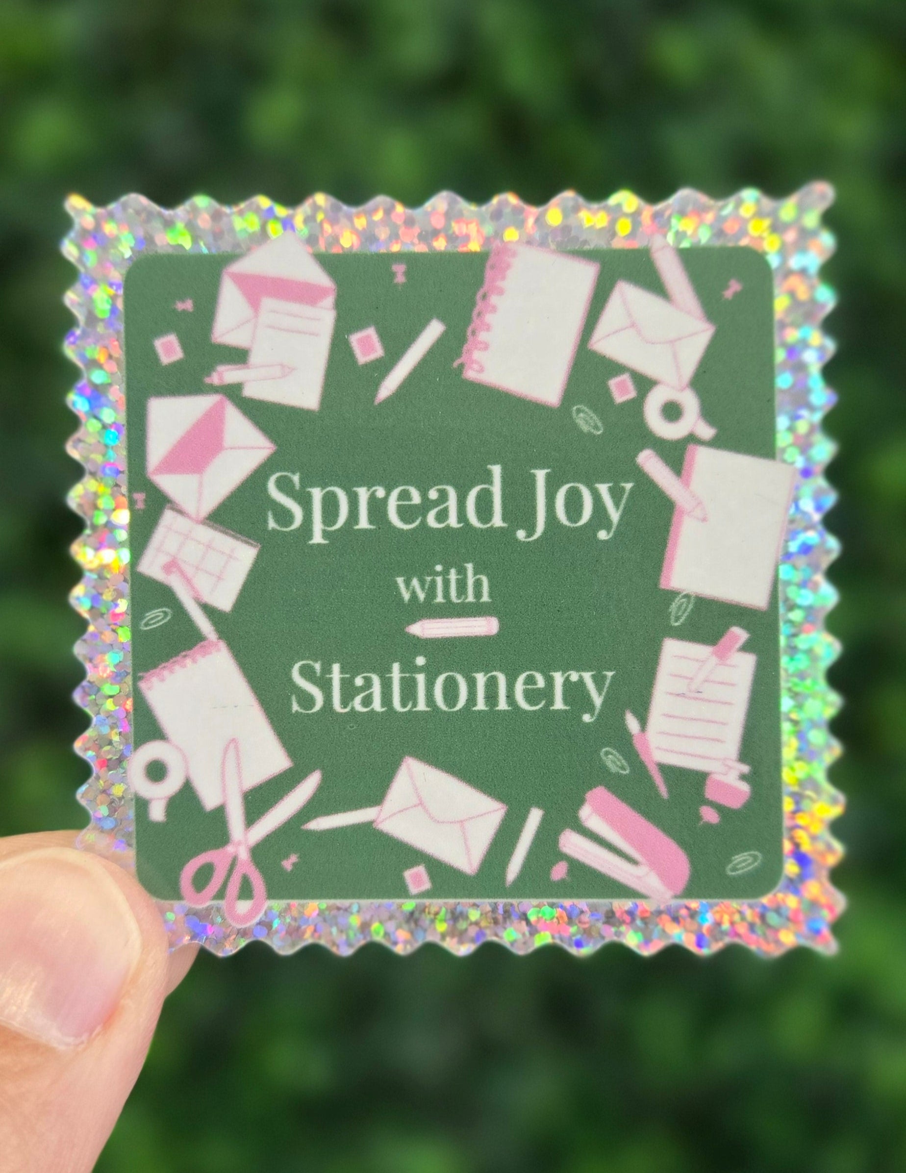 Holographic Green Spread Joy with Stationery