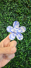 Blue & White Floral Hair Claw- Flower