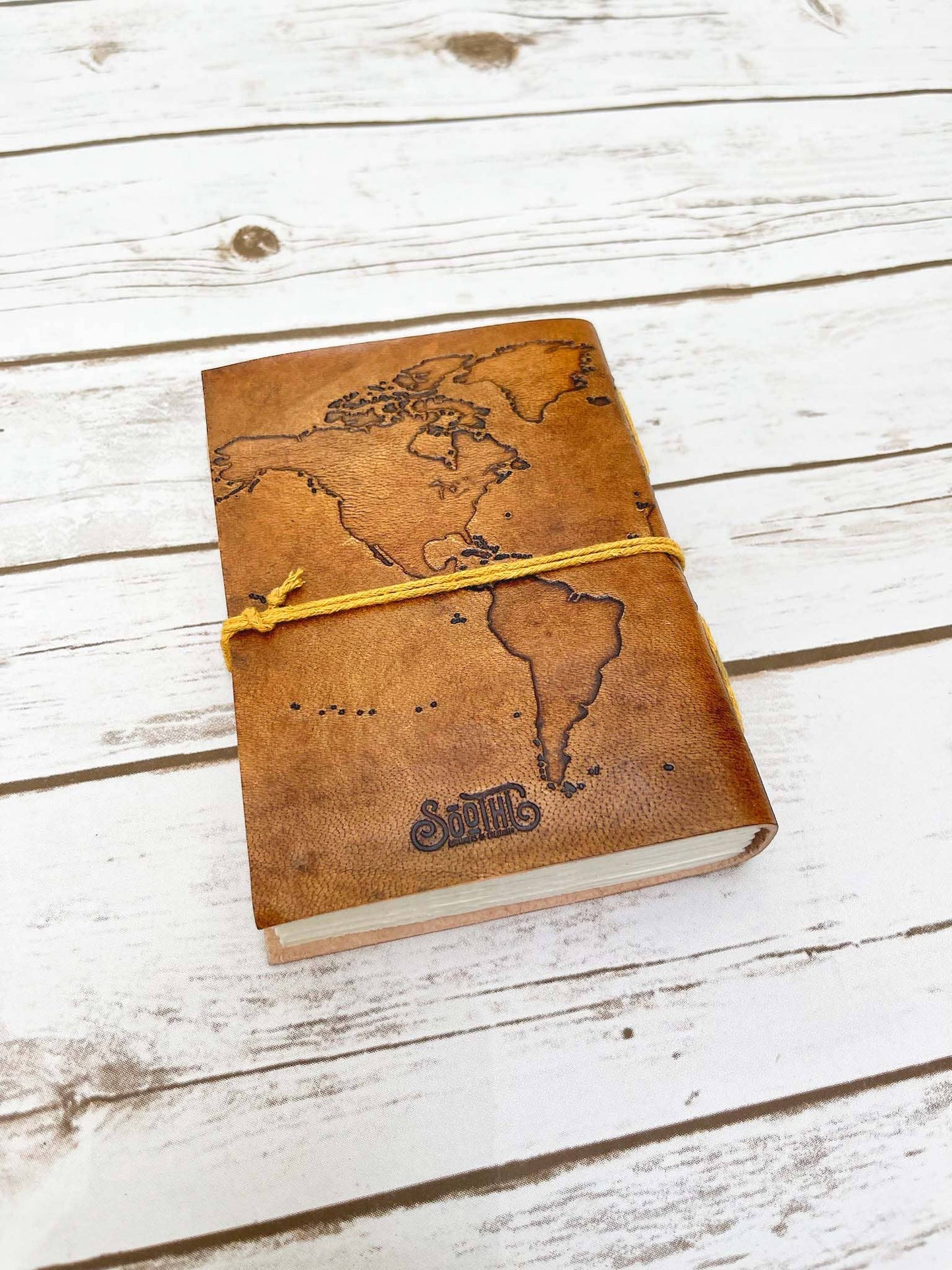 World Map 7x5 Handmade Leather Journal